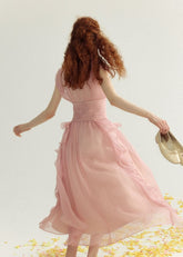 French pink dress holiday style long dress